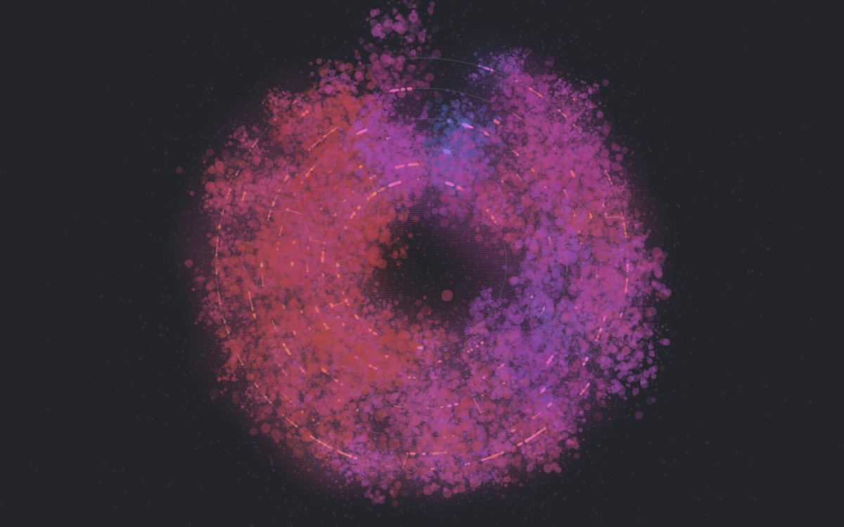 A dense rose and magenta ring of sprayed pigment: the painting Fire Falcon's 'Heart' made